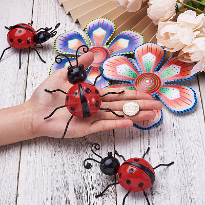 3D Iron Flower and Ladybug Big Pendants AJEW-CF0001-19-1