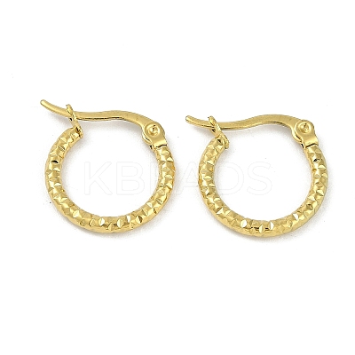 PVD Vacuum Plating 202 Stainless Steel Hammered Hoop Earrings EJEW-H003-47G-1