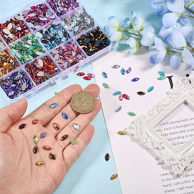 1440Pcs 12 Colors Glass Rhinestone Cabochons RGLA-CA0001-13-1