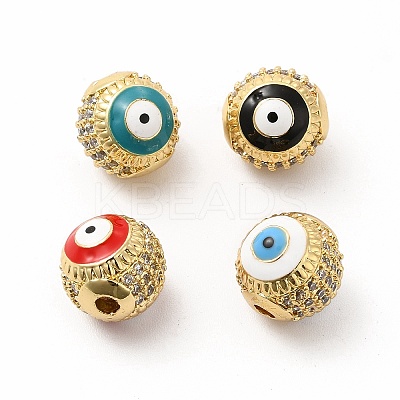 Brass Micro Pave Cubic Zirconia Beads KK-A180-25G-1