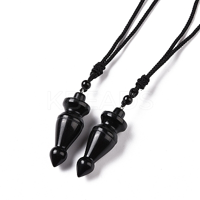 Gemstone Pendulum Shape Pendant Necklace with Nylon Cord for Women G-A210-07-1