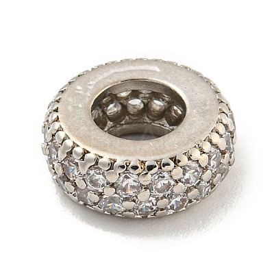 Rack Plating Brass Cubic Zirconia European Beads KK-L215-003P-1