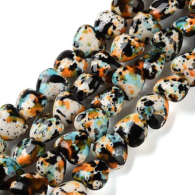 Spray Printed Synthetic Turquoise Beads Strands TURQ-P002-01A-04-1