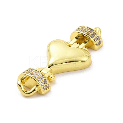 Eco-friendly Rack Plating Brass Micro Pave Clear Cubic Zirconia Connector Charms KK-F843-05G-1