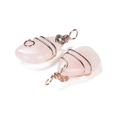 Natural Rose Quartz Pendants G-F763-03RG-05-1