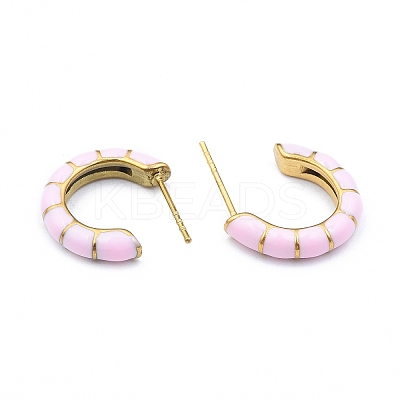 Enamel C-shape Stud Earrings EJEW-N052-05B-1