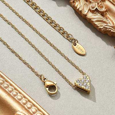 304 Stainless Steel Crystal Rhinestone Pendant Cable Chain Necklaces for Women LS-NJEW-C062-01A-G-1