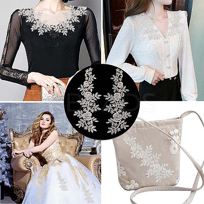 Polyester Metallic Embroidery Lace Appliques DIY-WH0401-94C-1