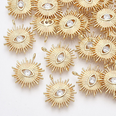 Brass Cubic Zirconia Pendants KK-Q761-51G-NF-1
