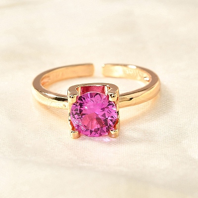 Lab-Grown Red Corundum/Ruby Finger Rings RJEW-R015-03G-1