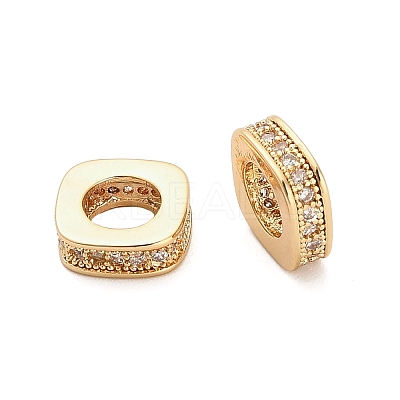 Brass Micro Pave Cubic Zirconia European Beads KK-K374-14G-1