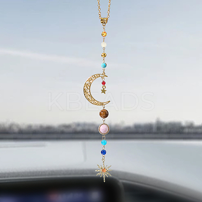 3Pcs 3 Colors Resin & Glass Pendant Decorations HJEW-SC0002-66-1