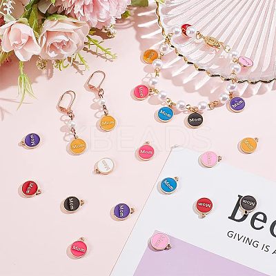 80Pcs 8 Colors Mother's Day Theme Alloy Enamel Charms ENAM-OC0001-07-1