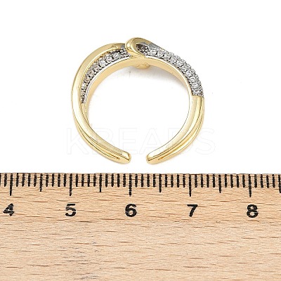 Brass Micro Pave Cubic Zirconia Adjustable Cuff Rings for Women RJEW-C140-13G-1