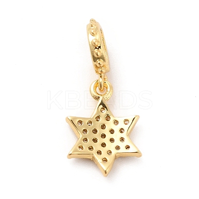 Rack Plating Brass Micro Pave Cubic Zirconia European Dangle Charms KK-K270-11G-1