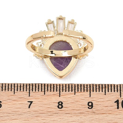 Brass with Natural Amethyst Finger Rings GG-CBACC2B-07G-07-1