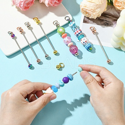 8Pcs 4 Colors Iron Bar Beadable Keychain for Jewelry Making DIY Crafts FIND-YW0005-17-1