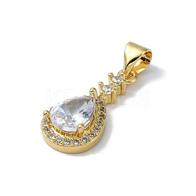 Rack Plating Real 18K Gold Plated Brass Micro Pave Cubic Zirconia Pendants KK-B084-07G-05-1