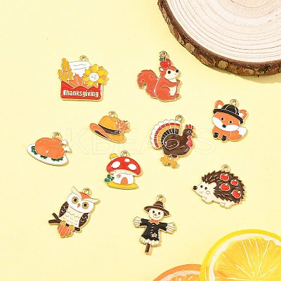 20Pcs 10 Styles Thanksgiving Theme Alloy Enamel Pendants FIND-FS0004-84-1