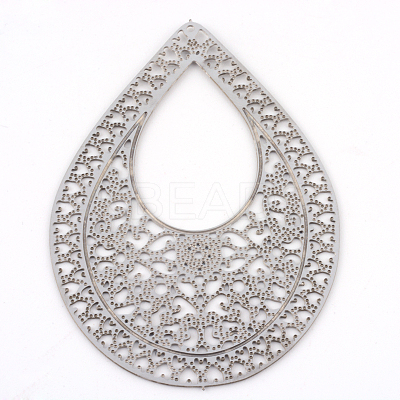 Tarnish Resistant 304 Stainless Steel Big Filigree Pendants STAS-S044-033-1