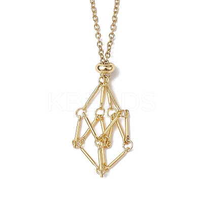 Crystal Cage Holder Necklace X-NJEW-JN04588-1