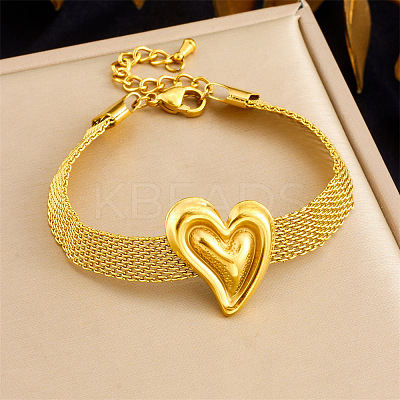 304 Stainless Steel Mesh Chain Bracelets for Women FS-WG37C51-09-1