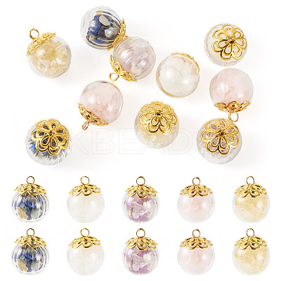 10 Pcs Natural Citrine & Amethyst & Rose Quartz & White Jade & Lapis Lazuli Pendants PALLOY-TA00205-1