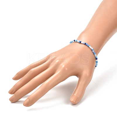 Faceted Round Glass Beads Stretch Bracelet for Teen Girl Women BJEW-JB07072-02-1