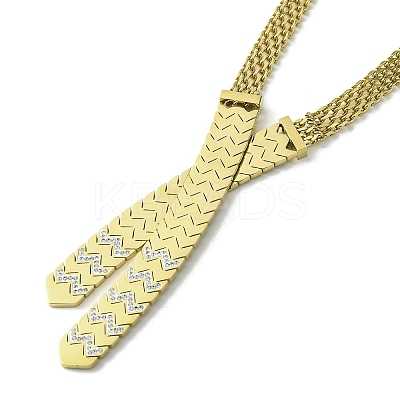 304 Stainless Steel with Cubic Zirconia Mesh Chain Necklaces NJEW-Q322-05G-1