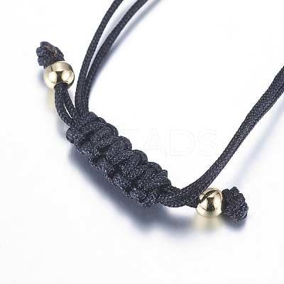 Adjustable Brass Braided Beaded Bracelets LS-BJEW-F282-29G-RS-1