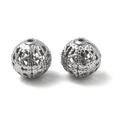Non-Tarnish 304 Stainless Steel Hollow Round Beads STAS-P319-13P-1