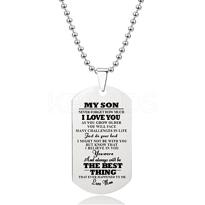 201 Stainless Steel To My Son Dog Tag Pendant Ball Chain Necklaces FS-WG527E6-18-1