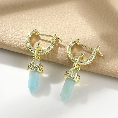 Natural Flower Amazonite Hoop Earrings EJEW-P306-01G-11-1