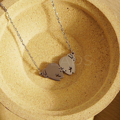 Stylish 304 Stainless Steel Boxing Glove Pendant Necklace for Women's Daily Wear. WJ1121-2-1
