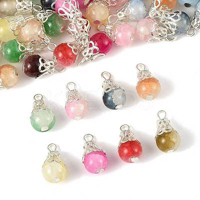 100Pcs 10 Colors Crackle Baking Paint Imitation Jade Glass Charms PALLOY-FS00056-1