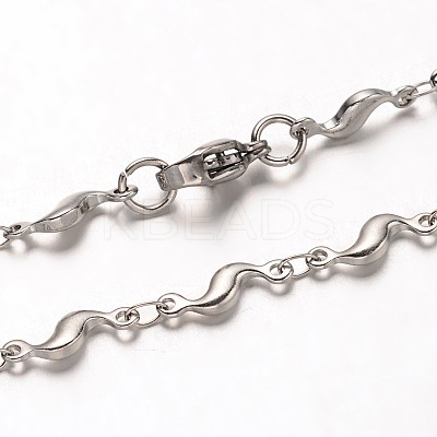 Non-Tarnish 304 Stainless Steel Bar Link Chains Necklaces NJEW-O066-36P-1