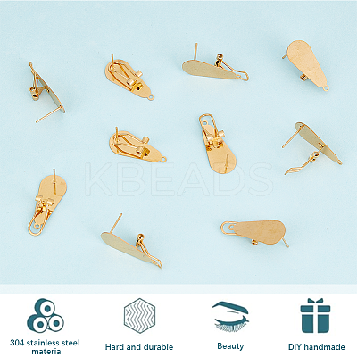 10Pcs 304 Stainless Steel Stud Earring Findings STAS-SP0001-88B-G-1
