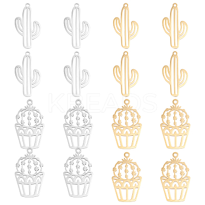 16Pcs 4 Style Ion Plating(IP) 201 Stainless Steel Pendants STAS-DC0006-38-1