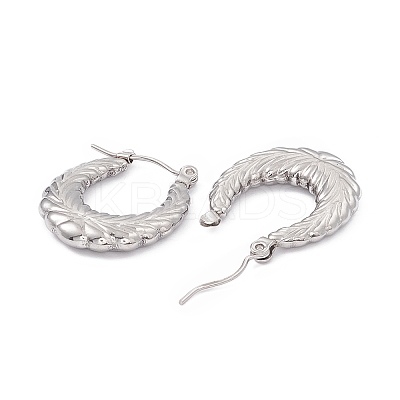 Non-Tarnish 304 Stainless Steel Wheat Ring Thick Hoop Earrings for Women LS-EJEW-B018-08P-1