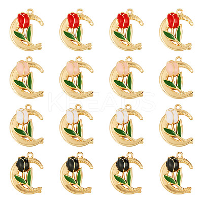 16Pcs 4 Colors Alloy Enamel Pendants ENAM-TA0002-29-1