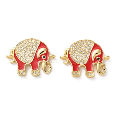Rack Plating Brass Micro Pave Clear Cubic Zirconia Connector Charms KK-C084-02G-1