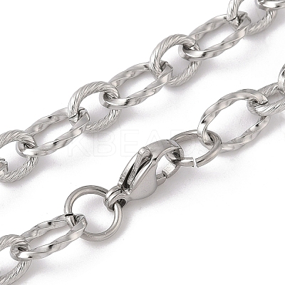 Tarnish Resistant Unisex 304 Stainless Steel Textured Cable Chain Necklaces LS-STAS-L127-01P-1