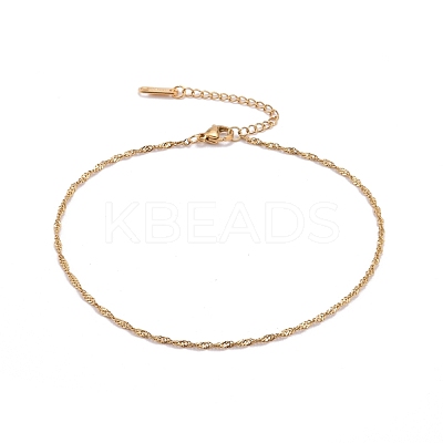 PVD Vacuum Plating 304 Stainless Steel Singapore Chain Anklets AJEW-AN00440-1