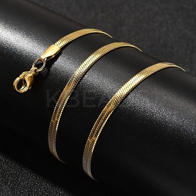 3mm Stainless Steel Flat Snake Chain Necklaces for Men Women NJEW-G160-03G-1
