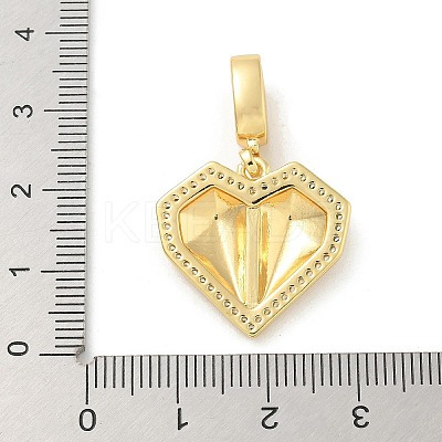 Brass Micro Pave Clear Cubic Zirconia Heart European Dangle Charms KK-U044-12G-1