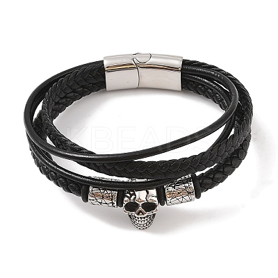 Braided Microfiber Leather Multi-strand Bracelets BJEW-B096-08C-1
