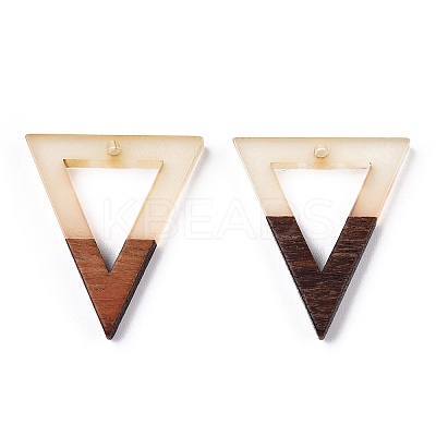 Walnut Wood & Luminous Glow in the Dark Resin Pendants RESI-N039-74-1