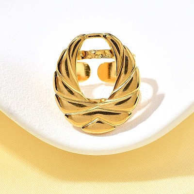 304 Stainless Steel Open Cuff Ring for Women RJEW-A053-06G-07-1