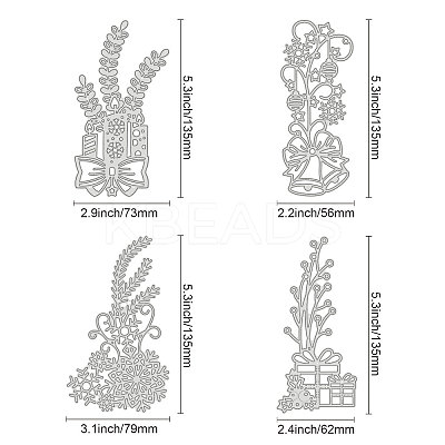 4Pcs 4 Styles Carbon Steel Cutting Dies Stencils DIY-DM0001-68-1