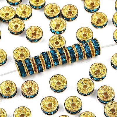 Brass Rhinestone Spacer Beads RB-A014-Z8mm-06G-1